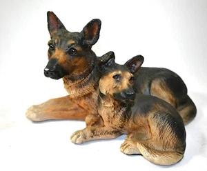 Collectible 1990 HOMCO German Shepherd & Puppy Resin Statue - Vintage Figurine - Picture 1 of 9