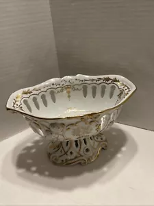 Vintage White candy dish with gold trim c1900s European Porcelain Candy Dish - Picture 1 of 10