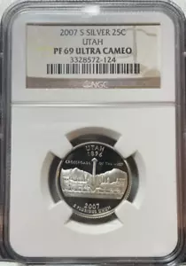 2007 S NGC PF69 ULTRA CAMEO UTAH SILVER WASHINGTON QUARTER - Picture 1 of 2