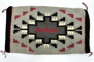 VTG Navajo Rug Textile Native American Indian Two Grey Hills Weaving ATQ 28x16" - Picture 1 of 6