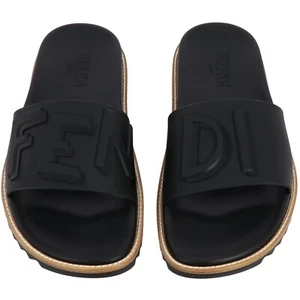 NIB $470 Fendi Men's 3D Logo Rubber Slide Sandals Black 6 US/5 UK Italy 7X1148 - Picture 1 of 16