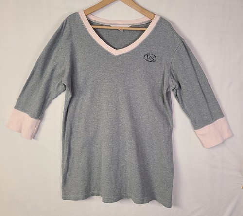 UNDERCOVER T shirt corta Victorias Secret da donna grigio puro cotone collo a V abito taglia large