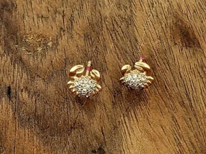 NEU OHRRINGE NIEDLICH KRABBENSTIL EXKLUSIV MODE ANTIALLERGISCH VERGOLDET FARBE - Bild 1 von 2