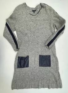 Tommy Hilfiger Grey Navy Wool Cotton Blend Long Sleeve Pull On Sweater Dress XL - Picture 1 of 8