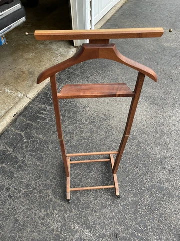 Mid Century Italian Brevettato Men's Wooden Suit Clothes Valet Stand Cover