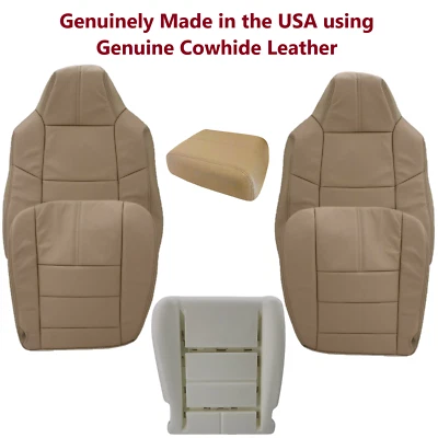 Fundas de asiento delanteras completas de cuero tostado para Ford Lariat F250 F350 2008 2009 2010 Foto 1 de 4
