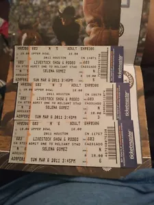 Selena Gomez 2011 Houston Rodeo Uncut Tickets And Date Sheet Pamphlets - Picture 1 of 5
