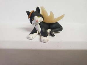 BLANCO Y NEGRO GATO Ángel Adorno de Navidad MONUMENTO A MASCOTAS Hecho a Mano - Imagen 1 de 5