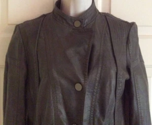 DAYTRIP Damen Moto Jacke Gr. M braun Kunstleder Taschen gefüttert Druckknopfleiste - Bild 1 von 9