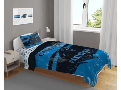 Carolina Panthers NFL Slanted Stripe 4-Piece Twin Bed Set - F49451967 Cover