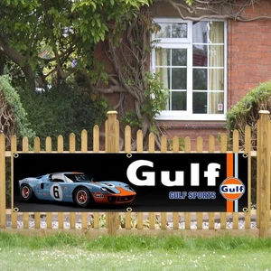 Gulf Motorsports Ford GT 40 Racing Car Flag Banner 2x8FT Grand Touring Garage - Picture 1 of 5