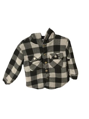 Jaqueta Volcom 2t lã com capuz e forro acolchoado xadrez preta criança menino - Imagem 1 de 3