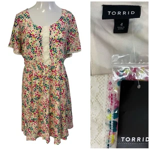Torrid Dress Womens Sz 4X Mini Swiss Dot Summer Coastal Work Office Church Date - Picture 1 of 13