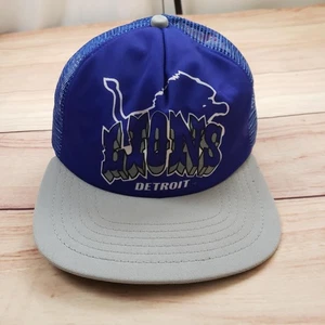 Vintage Detroit Lions Mütze Kappe Druckknopflasche Herren Einheitsgröße blau NFL Football New Era - Bild 1 von 10