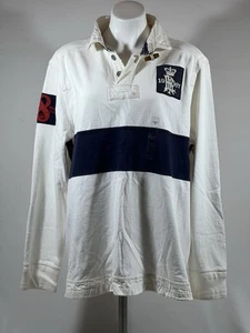 NEW Polo Ralph Lauren Rugby Shirt Men XL White Blue Stripe Embroidered PRLC Logo - Picture 1 of 24