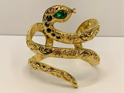 Pulsera Rachel Zoe Tono Dorado Esmeralda Verde Ojo Serpiente Retro Bisutería Foto 1 de 4