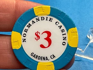 $1——NORMADIE CASINO——GARDENA CALIFORNIA CASINO CHIP———Z-3272 - Foto 1 di 3