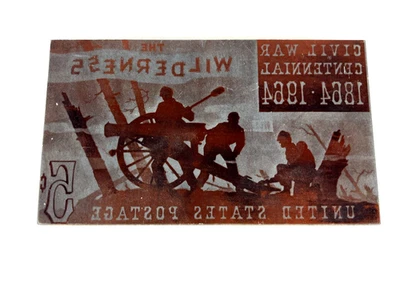 Vintage Copper Printing Block 1964 Wilderness Civil War Centennial U.S. Postage - Image 1 of 3