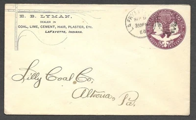 USPS 1893 Columbian Postal Wrapper Stamp Cover Ad Coal Lime Cement Hair Plaster - Image 1 of 2