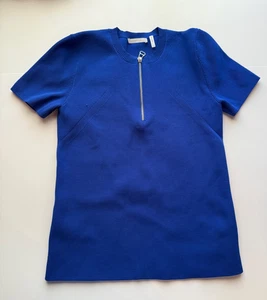 Helmut Lang Blue Short Sleeve Ribbed Sweater Sz L - Picture 1 of 20