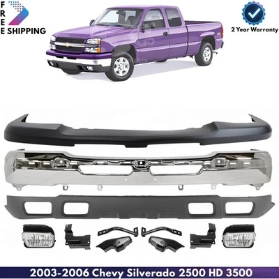 Front Bumper Chrome Steel & Valance Kit For 2003-2006 Chevrolet Silverado 1500 Foto 1 de 4