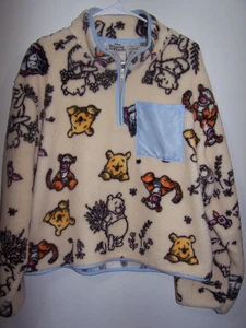 DISNEY Winnie The Pooh 1/4 Zip Soft Fleece Pullover, Pockets - Size L - Picture 1 of 2