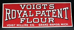 Royal Patent Mehl Papier Schild Voigt Milling Grand Rapids Mich alter unbenutzter Bestand - Bild 1 von 1
