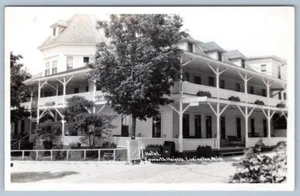 RPPC LUDINGTON MICHIGAN MI HOTEL EPWORTH HEIGHTS HUGE 2 LEVEL PORCH POSTCARD - Picture 1 of 2