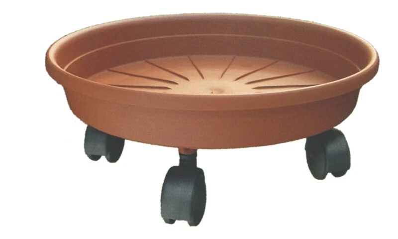 SOTTOVASO TONDO CON RUOTE SOTTO FIORIERA PLASTICA COLORE TERRACOTTA VARIE MISURE - Immagine 1 di 1
