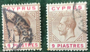 Cyprus George V 2 x 9 Piastre SG81/81a F/VF Used C/V £65.00 In 2018 - Picture 1 of 2