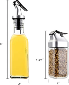 5 PCS Oil Vinegar Dispenser Bottles Set with Caddy Stand, Tabletop Glass Salt... - Picture 1 of 12