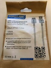 PowerAdd USB 3.0 Superspeed Data Sync & Charging Cable 2 Pack (4 ft / 1.2 m)