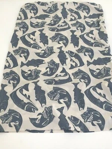 Ellison Grayish Blue and Creme Pillowcase Polyester Fish Motif Nautical 28x18.5" - Bild 1 von 5