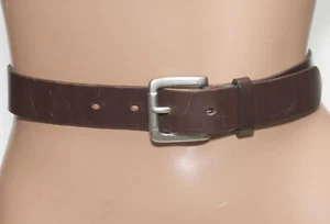 Old Navy Brown Italian Leather Belt - Buckle - Size 2XS - 27" Long - MADE In USA - Picture 1 of 7