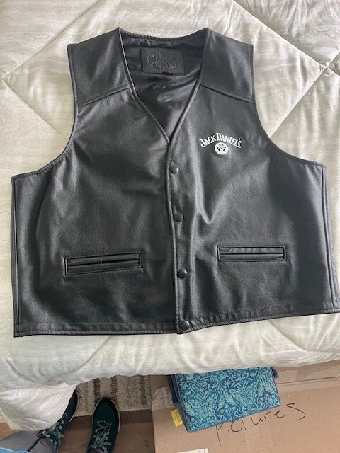 Chaleco de motociclista de cuero Jack Daniels nuevo - talla XL Foto 1 de 4