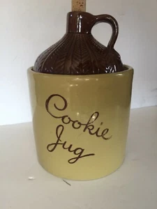Cookie Jar Moonshine Whiskey Jug Pottery Cork Top Maple Leaf Monmouth ILL USA - Picture 1 of 4