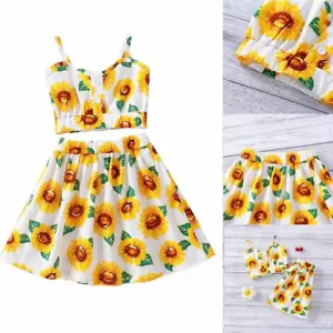 Toddler Kids Baby Girls Outfits Clothes T-shirt Vest Tops+Shorts Pants 2PCS Set - Picture 1 of 15