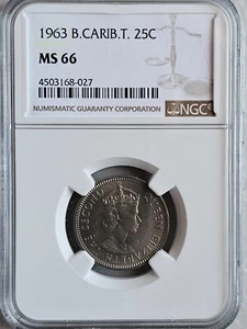 British Caribbean Territories 25 Cents 1963 NGC MS 66 - Picture 1 of 2