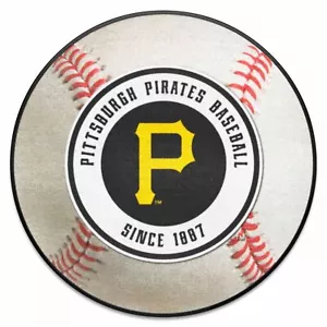FANMATS 6496 Pittsburgh Pirates Baseball Shaped Accent Rug - 27in. Diameter -... - Picture 1 of 4