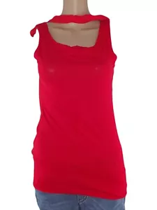 Top Da Donna Rosso Taglia S Maglia Stretch Aderente Versatile Casual Estivo - Imagen 1 de 6
