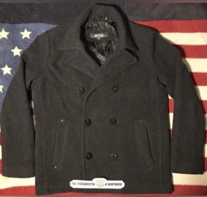 NWOT Vintage KENNETH COLE REACTION WOOL Dark Charcoal Lined PEACOAT Jacket M Rlx - Picture 1 of 13