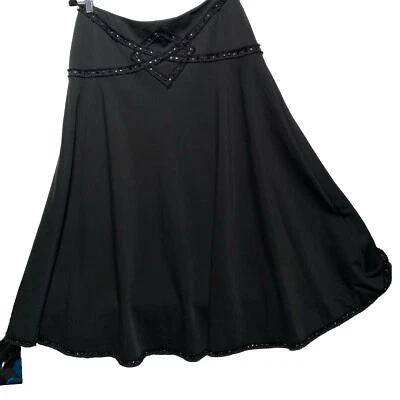 Boho Flowy качели бисером линия длинная юбка женщин размер 10 черный ведьмы хиппи - Изображение 1 из 4