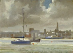 PINTURA AL ÓLEO ORIGINAL MICHAEL RICHARDSON Racing Clouds Yacht Irlanda eire costa - Imagen 1 de 1