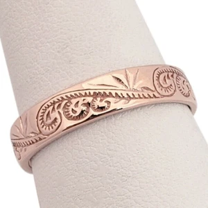 Solid 14K Women's Rose Gold Ring Engraved Hawaiian Scroll Ring 5mm Size 1 - 12 - Picture 1 of 7