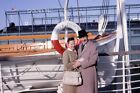 #LA- a Vintage 35mm Slide Photo- Man and Woman on Ship - 1965