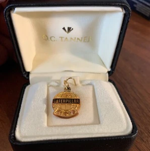 10k Gold 3 Stones Caterpillar Employee Service Award Charm OC Tanner - READ - Picture 1 of 13