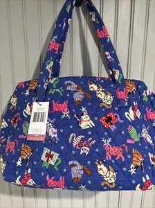 Vera Bradley lässige Umhängetasche Katzenminze Weihnachten Katzen Urlaub Handtasche Tasche 125 $ - Bild 1 von 4