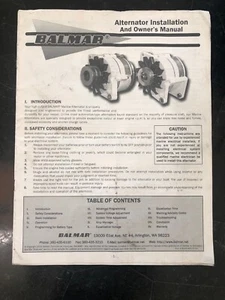 BALMAR Alternator installation and owners Manual - Picture 1 of 2