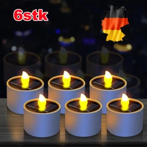 6 Stück Solar LED Teelichter Außen Sensor Solarkerze Garten-Kerze Outdoor - Bild 1 von 18