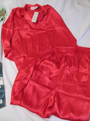 NWT Secret Treasures  Pajama Pant Set Size M Satin Feel Red - Image 1 of 3